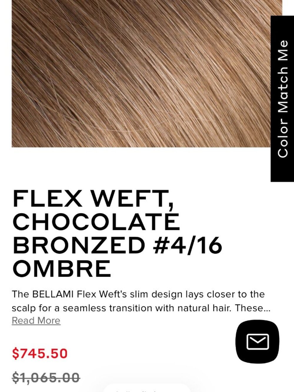 22" UNOPENED Bellami Flex Weft Chocolate Bronzed Ombre Hair Extensions